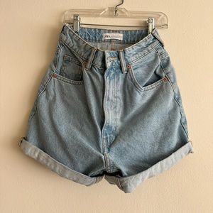 ZARA Boyfriend High Waisted Denim Shorts Size 34
